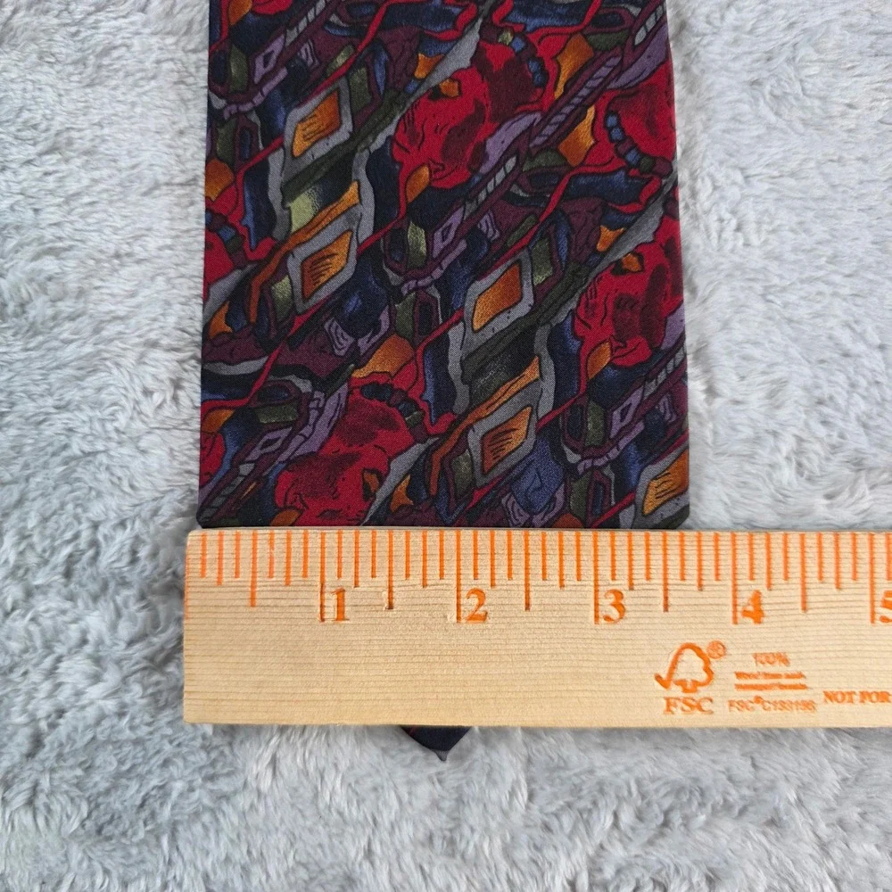 J. Garcia Mens Red Abstract Silk Tie Vintage Grateful‎ Dead Art Necktie 57